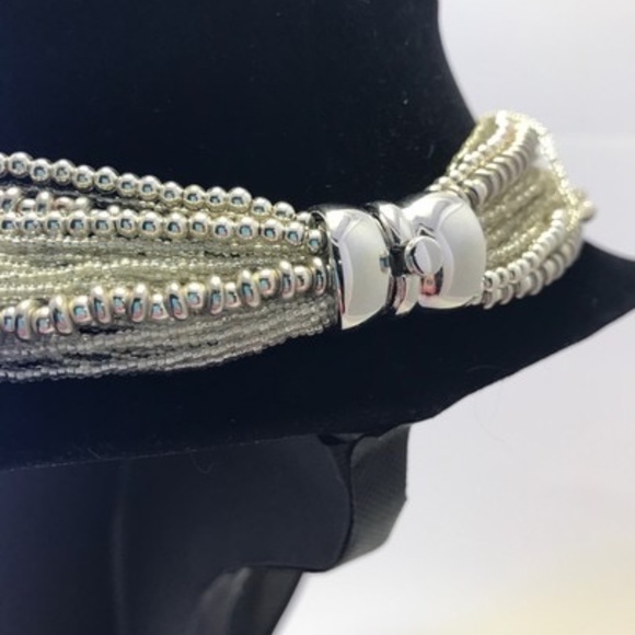 Silver Beaded Multi Strand Necklace - Picture 2 of 4